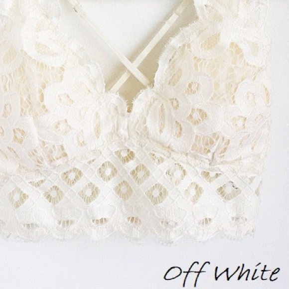 Anemone Other - Boho Floral Anemone Off White Soft Lace Bralette